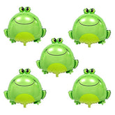 5-pc green frog foil balloons, 25.6" for baby shower and animal-themed party décor