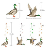 Duck Hunting Birthday Decor Set – Mallard Banner & Hanging Swirls (10-Pcs)