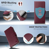 Compatible With Samsung Galaxy A32 5G Wallet Case With Card Holder,Rfid Blocking Pu Leather Phone Case Folio Flip Shockproof Tpu Protective Cover Credit Card Slots Women Men,Wine Red
