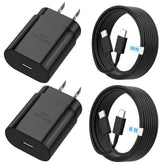 2-Pack 25W USB-C Fast Chargers with 6ft & 10ft Cables for Samsung, iPhone, Tablet