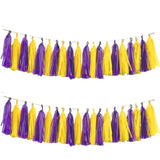 Purple Yellow Tassel Garland Tissue Banner for Basketball Party Decor Pack of 20