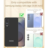 For Samsung Galaxy S25 Edge Case, Screen Protector, 360° Rotatable Ring Holder Magnetic Kickstand,Plated Gold Edge Slim Soft Tpu Protective Phone Case Cover For Galaxy S25 Edge (Purple)