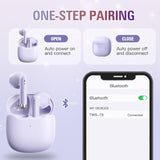 True Wireless Earbuds Purple Bluetooth 5.3 With Microphone For Working Out Noi