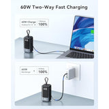 Portable Charger 65W, Power Bank Battery Pack With Built In Cable, 4 Outputs, Usb C Powerbank Fast Charging, Travel Chargers For Iphone 16/15/14/13/12 Series, Samsung, Laptop, Macbook, Dell Xps, Ipad