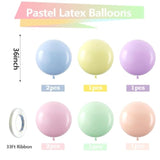 Pastel Balloons Latex Party Balloons 36 Inch - 8 Pack Jumbo Spring Macaron Balloons Large Round Latex Balloons For Birthday Bridal Shower Wedding Rainbow Party Decorations