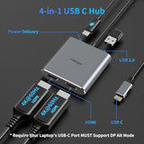 Usb C To Dual Hdmi Adapter 4K@60Hz, 4 In 1 Usb C To Hdmi Adapter With 100W Pd