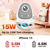 ANNSKIN Wireless Charger Mount 15W Cute Dinosaur Fast Charging Car Phone Holder Stand Silicone Anti-Slip Desk Stand Compatible with iPhone Samsung Android Smart Phones GPS Devices and More