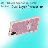 Compatible For Cloud Stratus C8 Leather Phone Case Cover With Tempered Glass Screen Protector Mirror Ring Glitter Powder Mobile Phone Holder