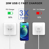 Iphone11 12 13 14 Fast Charger,2Pack 20W Iphone Charger Fast Charging Block Adapter With 10Ft Usb-C To Lightning Data Sync Charging Cord For Iphone 14 13 12 11 Pro Max Xs Xr X 8