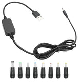 USB to DC Boost Converter Cable, USB 5V to DC 9V Boost Connector Cable, with 8 DC Connectors (6.0 x 4.0, 6.3 x 3.0, 5.5 x 2.5, 5.5 x 2.1, 5.5 x 1.7,