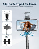 Automatic Phone Tripod, 67 Auto-Deploy Selfie Stick Tripod with Remote - 360° Rotatable Extendable - Portable Phone Tripod Stand for Video Recording