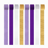 Purple-Gold Party Decorations Crepe-Paper Streamers - 8 Rolls White Purple Lavender Graduation Steamer Woman Birthday Wedding Bridal Shower Paper Garland Mothers Decor