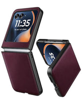 Case For Motorola Razr 2024/2025 - Pu Vegan Leather Back & Hard Polycarbonate Bumper Phone Case For Moto Razr 2024/2025 - Dark Purple