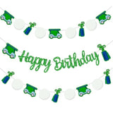 Golf Birthday Party Banners 3Pcs Golf Themed Birthday Decorations Glitter Green Golf Happy Birthday Sign Golf Ball Party Hanging Banner Decoration For Golf Sports Baby Shower Supplies