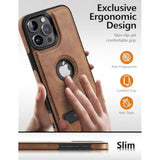 iPhone 16 Pro Max Leather Case, MagSafe, Slim, Built-in Stand, Protective Cover