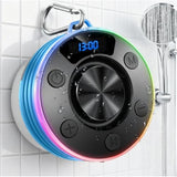 Shower Bluetooth Speaker, IPX7 Waterproof Portable Bluetooth Speakers with Suction Cup, Digital Display, Stereo Sound Rich Bass,Hook Clip,Built-in
