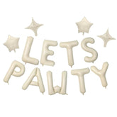 Lets Pa Balloons Banner 16 Inch,Beige Dog Birthday Decorations With 4Pcs 10 Inch Star Balloons,Paw Foil Letter Balloon For Dogs Paw Pet Puppy Theme Party Supplies