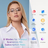 AI Translation Glasses, Bluetooth Eyeglasses with Real-Time Translator for 164 Languages, Photochromic Spring Hinge Bluetooth Glasses with Speakers,