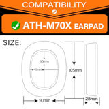 Ath M70X Ear Pads - Replacement Ear Cushion Compatible With Ath-M70X Headphones I Thicker Memory Foam (Hybrid Velour)
