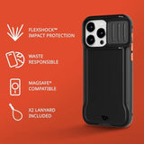 Evo Max Case For Iphone 15 Pro Max - Compatible With Magsafe - Impact Protection Case - Lanyards Included - Black