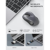 Wireless Mouse For Laptop, 2.4Ghz Ergonomic Computer Mouse With Back & Forward Buttons, 3 Adjustable Dpi Levels, 6 Buttons, Optical Usb Cordless Mice For Windows Pc (Gray, 1 Pack)