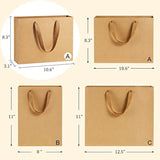 Gift Paper Bags 10.6X3.1X8.3 Gift Bags 50Pcs Heavy Duty Kraft Brown Paper Bags With Handles Soft Cloth, Party Favor Bags Shopping Bags Retail Merchandise Bags Wedding Party Gift Bags