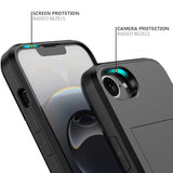 For 16E Case With Card Holder Dual Layer Heavy Duty Protective Hidden Card Slot Slim Wallet Cover For 16E 6.1''(Black)