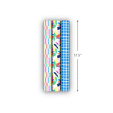 Hallmark Wrapping Paper Mini Rolls, 3-Pack (Blue Plaid, Spring Flowers, Rainbow Stripes) for Birthdays, Baby Showers, Mother's Day, Any Occasion - 45 Sq. Ft. Total