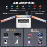 14" Triple Laptop Screen Extender, 1080P Fhd Ips Ultra-Slim Portable Dual Monitor For Laptop, Usb C Hdmi Plug-Play Monitor Extender For Triple Display For Macos/Windows, Fits 13-17.3" Laptops