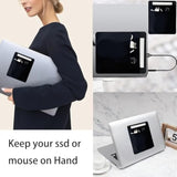 2-Pocket Ssd Holder For Laptop,Adhesive Pouch,Portable Hard Drive Sleeve For Laptop,Compatible With External 2.5" Hdd, Magic Mouse, Externa Hard Drive,Usb Cable And More Holder - Black