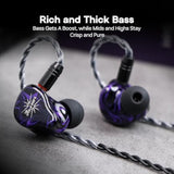 Kiwi Ears Quartet 2Dd+2Ba Hybrid In-Ear Monitor, Hifi Earphones With Hand-Crafted Resin Shell, Detachable Ofc Silver-Plated Iem Cable For Audiophile Musician Dj Studio Gaming (Purple, Quartet)