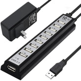 Powered Usb Hub 2.0, 10-Port Usb Hub Usb Extender Splitter (Support Smart Char