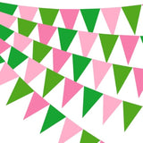 49.21 Ft 60 Pieces Party Pennant Banner Flags Decorations String Triangle Flags For Birthday Baby Shower Carnival Movie Witch Crown Party Supplies (Pink And Green)