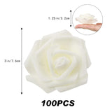 Artificial Rose Flower Heads, 100Pcs Ivory Fake Roses Artificial Flower Foam Rose For Diy Wedding Bouquets Centerpieces Arrangements Party Baby Shower Home Decor (Stemless, Ivory)
