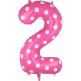 40 Inch Number 2 Balloon Pink Polka Dot Large 2Nd Birthday Decorations For Girls Mylar Foil Helium Aluminum Balloons Baby Shower Party Favors Decor Supplies