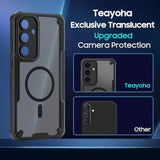 For Samsung Galaxy S25 Case, Translucent Matte Back Compatible With Magsafe Magnetic Slim Shockproof Protective Case With Lanyard Strap Phone Cover For Samsung S25 6.2-Inch, Black