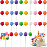 40 Pcs Mini Balloon Cake Toppers Colorful Rainbow Cake Topper Round Clay Balls Cupcake Toppers For Birthday Baby Shower Wedding Party Decorations(Rainbow Color)