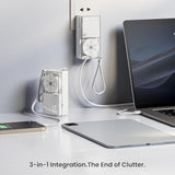 3 In 1 Portable Charger Power Bank 10000Mah With Built-In Retractable Cables And Foldable Wall Plug, 30W Max Travel Essentials Battery Pack Fast Charging Powerbank For Iphone 17 16 15 14 Pixel