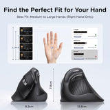Vertical Wireless (Bluetooth 5.0+2.4G) Ergonomic Mouse With 5 Buttons, 1000/1600/2000/4000 Dpi, Prevention Of Mouse Arm, Vertical Mouse Compatible With Pc/Laptop/Tablet, Black