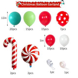 Christmas Balloon Garland Arch, Xmas Balloon Garland Arch Kit with Red Candy Foil Balloons, Teal Blue Green Red Polka Dots Balloons Decorations for Christmas New Year Party