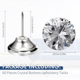 60 Pieces Crystal Upholstery Nails Crystal Upholstery Buttons Crystal