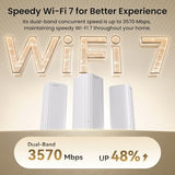 Wifi 7 Mesh System Be3600 Dual Band Mesh Wifi System For Home, Covers Up To 6,600 Sq. Ft., Seamless Mesh Network With 3 Gigabit Ports, Supports 160+ Devices, Mlo, Vpn, 4K Qam, Me3 Pro (3-Pack)