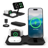 Fold 3-in-1 Wireless Charging Station for iPhone & AirPods, MagSafe Compatible 15W Qi2 Charging Stand, Wireless Charger Dock for iPhone