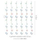 4 Strings Flat Mermaid Party Decoration Rainbow Bubble Garlands Transp