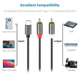 Usb C To 2 Rca Audio Cable, Rca Cables Type-C To 2 Male Rca To Usb C For I-Pad