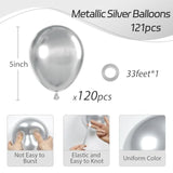 120Pcs 5 Inch Metallic Silver, Small Chrome Silver Latex Balloons For Graduation Wedding Baby Shower Disco Birthday Party Decorations