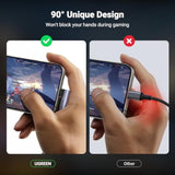 UGREEN USB C to 3.5mm Audio Adapter Type C Aux Headphone Jack DAC Stereo Mic HiFi Right Angle Dongle Compatible with iPhone 16 15 Pro Max/15 Pro/15 Plus, iPad Pro, Galaxy S24 Ultra Pixel 9 Pro, Gray