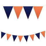 3 Pack Orange Navy Double-Sided Glitter Pennant Banner Triangle Flags Decor