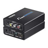 RCA Svideo to HDMI Converter with AV + S-Video Cables, RCA Composite CVBS AV or Svideo + R/L Audio Input to HDTV Output Upscale Converter