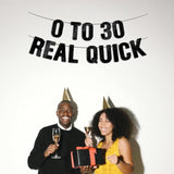 30Th Birthday Decorations For Him & Her, Dirty 30 Birthday Decorations For Men & Women, Pre-Strung 0 To 30 Real Quick Banner - Black Glitter